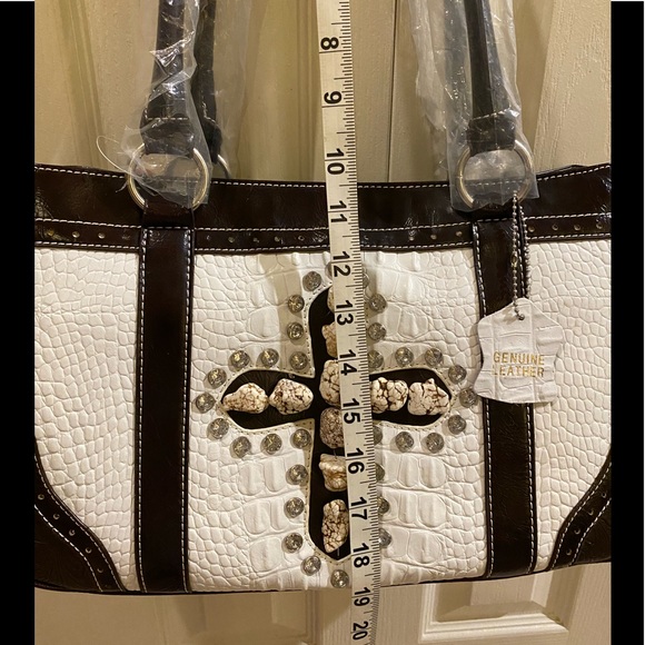 💕Host Pick👜 Genuine Leather Brown Turquoise Cross Shoulder Bag🛍️ - Picture 6 of 7